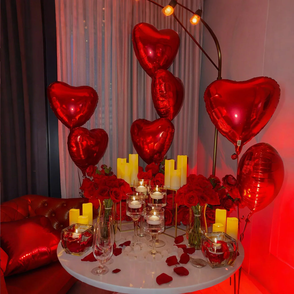 Happy Anniversary Decoration, Red Heart Balloon, Happy Anniversary Banner, Rose Petals, Wedding, Valentine's Day Romance