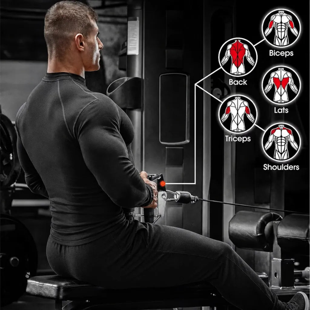Fitness LAT Pull Down & D-Handle Gym Accessories for Cable Rowing, Weight Lifting, Biceps & Triceps Workout