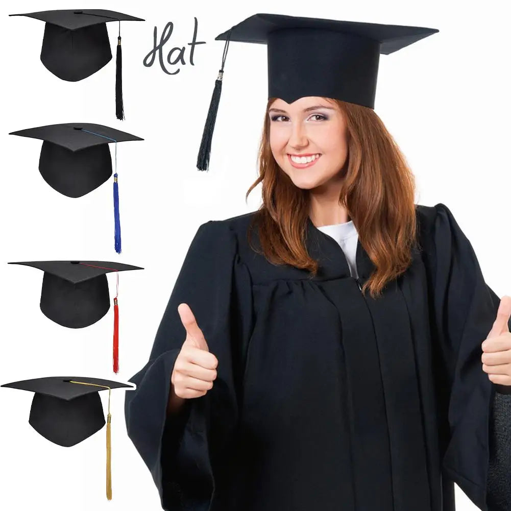 Graduation Cap With Tassel Bachelors Hat With Adjustable Size Elastic Band Graduation Master Degree Graduation Ceremony Hats