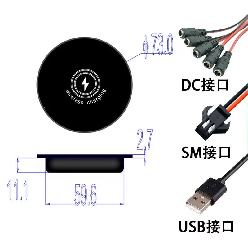 black circular wireless charger with 15w magnetic fast charging featuring a white lightning bolt and wireless charging text in the center