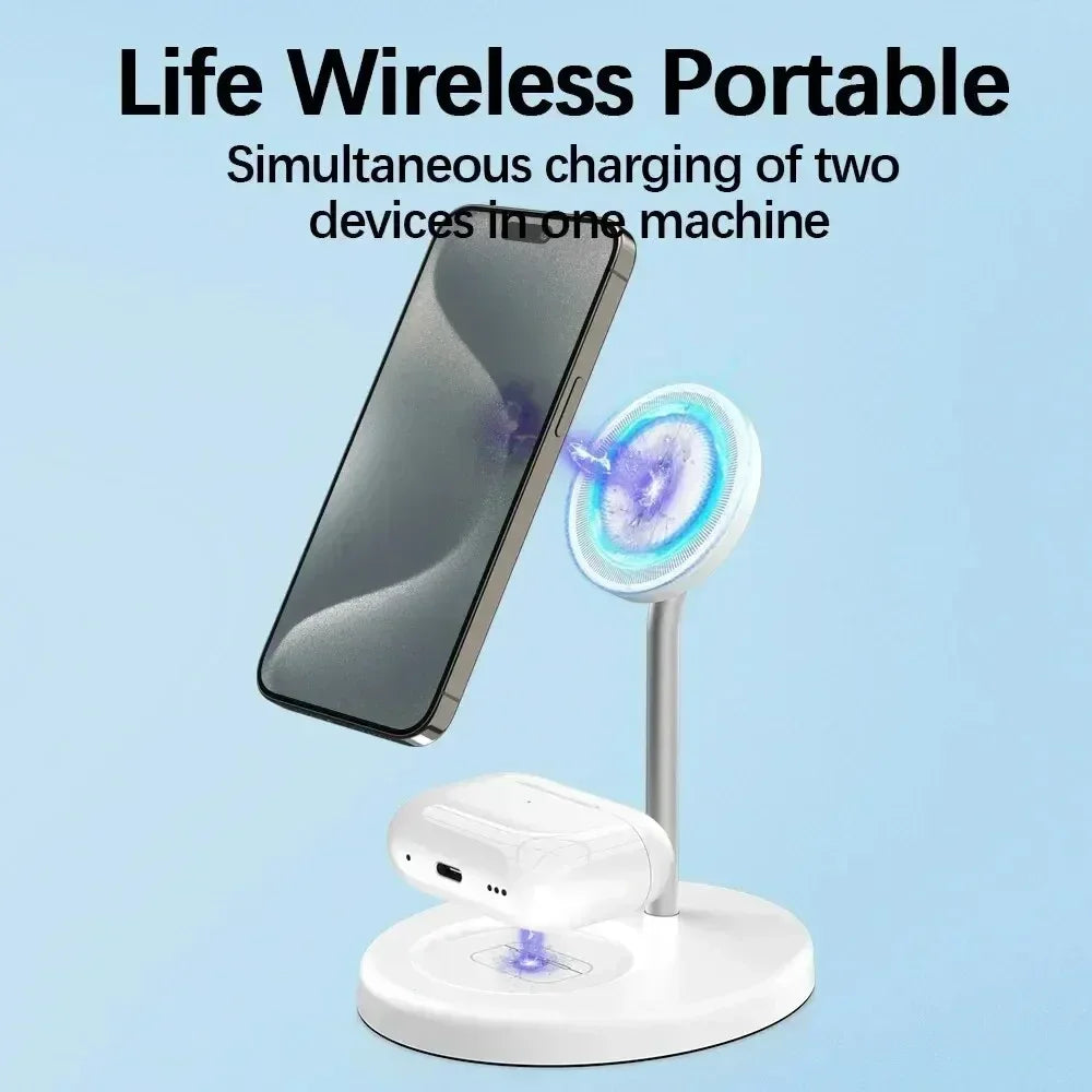 Magnetic Wireless Charger Stand 30W 2 in 1 Phone Charging Station Dock For iPhone 15 14 13 12 Pro Max AirPods Fast Chargers