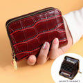 Leather Card Holder Wallet With Multiple Accordion-style Slots Zipper Closure For Daily Use Travel Shopping