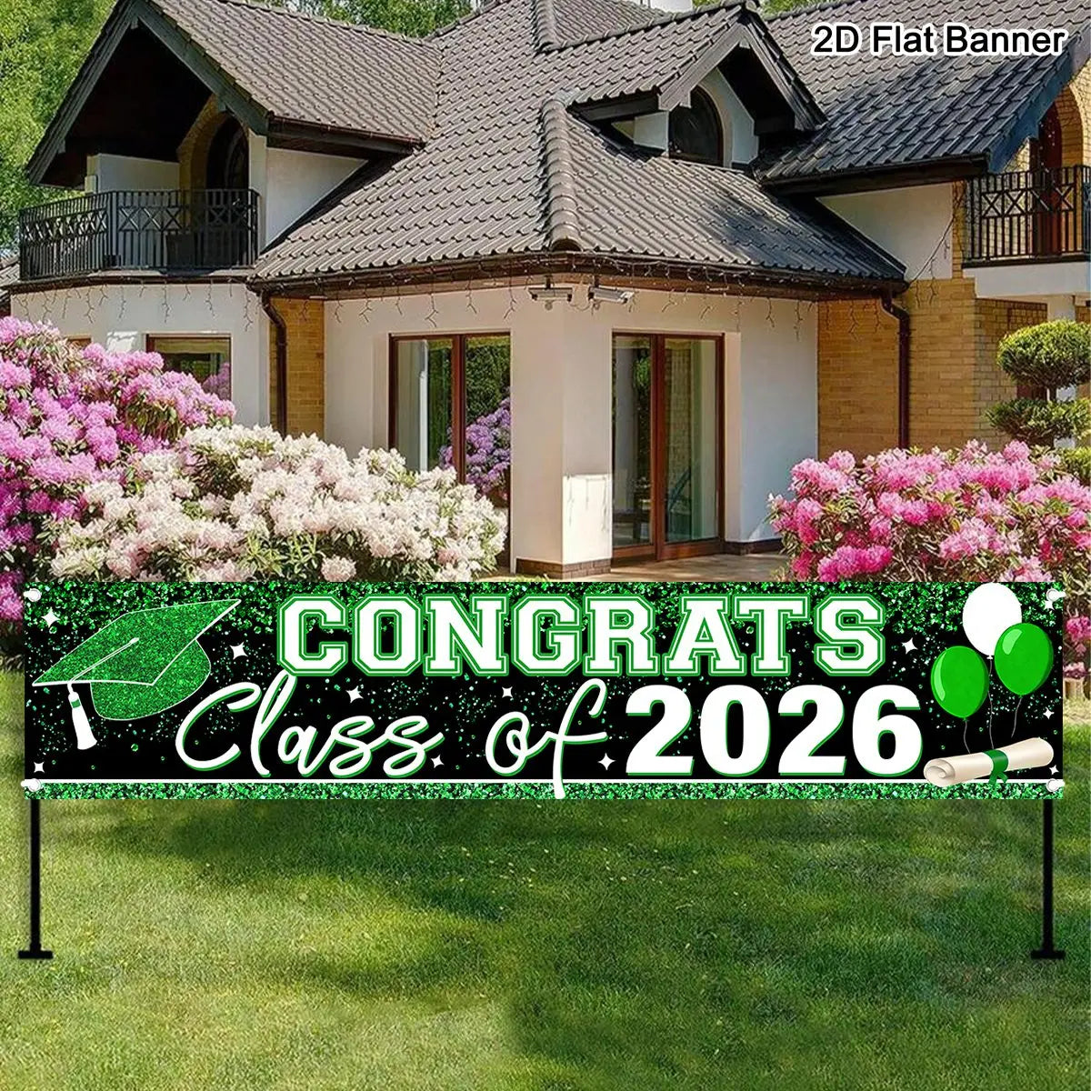 Congrats GRAD Banner Happy Graduation Banner Congratulations Graduation Backdrop Photo Props Graduation Party Supplies
