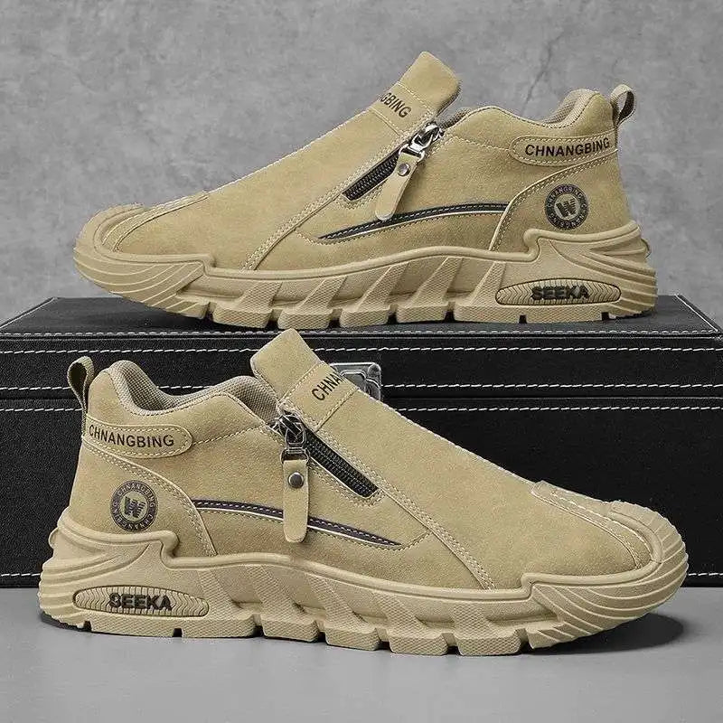 Men's Waterproof Casual Sneakers, Thick-Sole Wear-Resistant Sports Shoes, Non-Slip Comfortable Breathable, Fashionable Practical