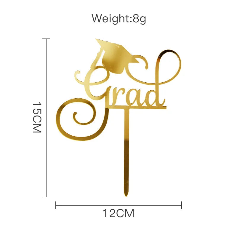 Graduation Season Birthday Cake Topper Gold Congratulations You Got It Grad Acrylic Cake Toppers for Student Party Decoration