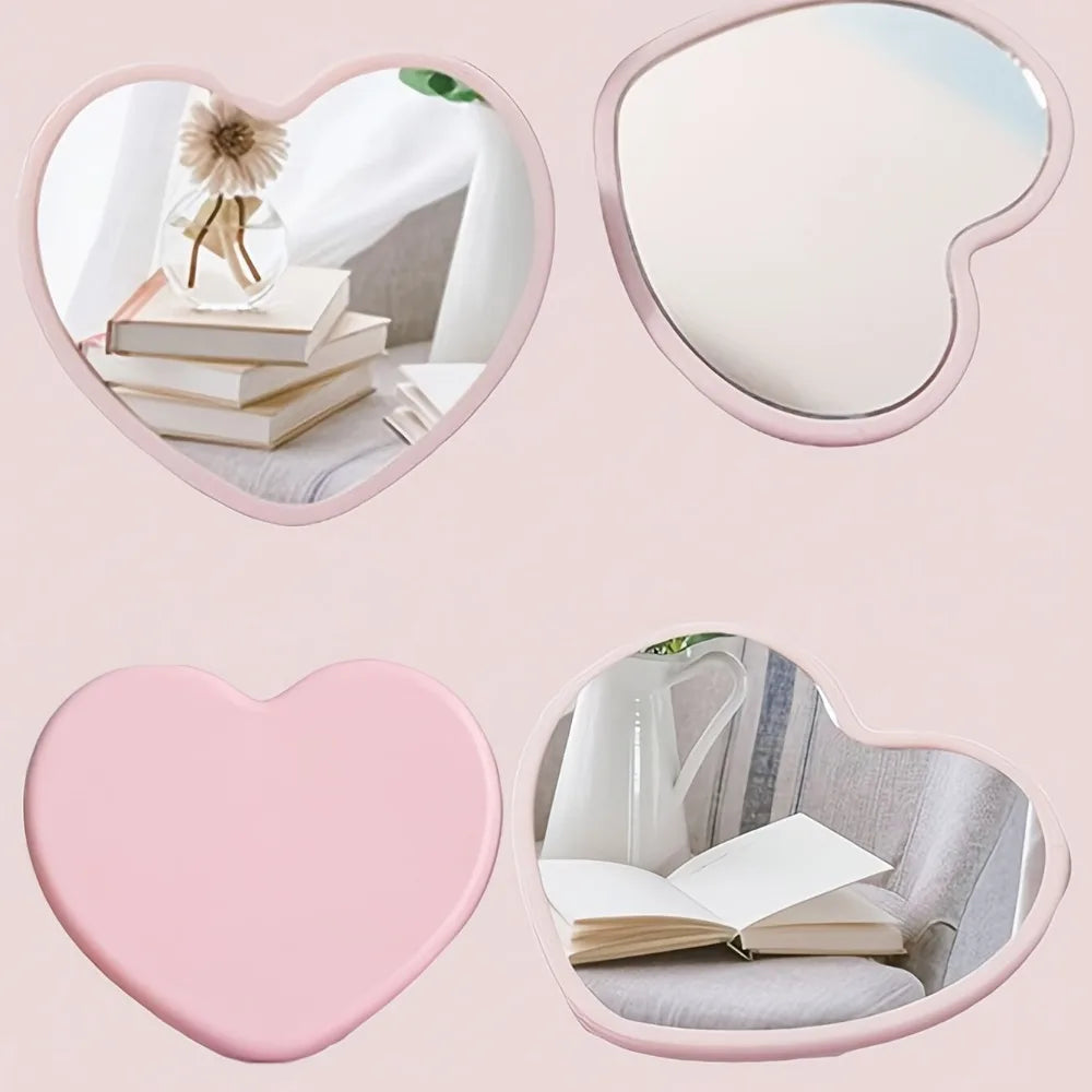 36Pcs/12sets Bridal Shower Favors - Pink Heart Mirrors with Thank You Cards & Tulle Bags for Bridesmaid & Wedding Favors