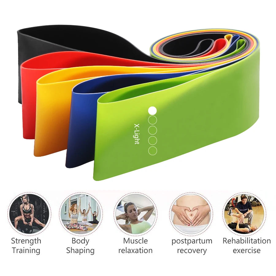 Fitness Resistance Loop Bands Rubber Elastic Exercise Bands, Multi Tension Training Bands for Yoga Pilates Home Workout