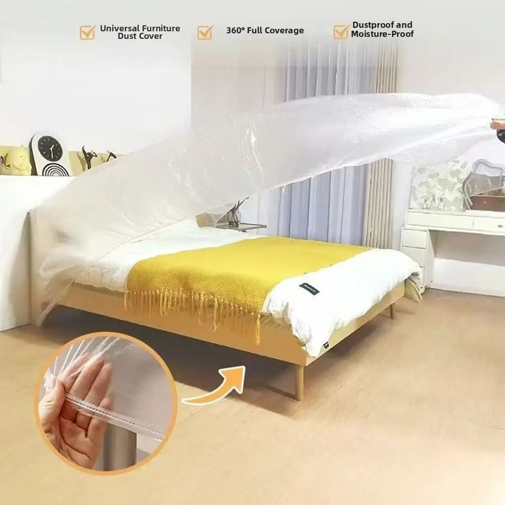 Ensemble de housses de protection pour meubles en plastique transparent, présentant une conception fine et souple pour une protection imperméable