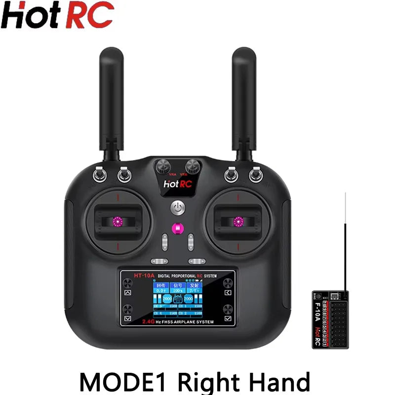 HOTRC HT-10A 10 Channel Color Screen Remote Control Suitable For Remote Control Of Model Aircraft And Car Models Drone FPV
