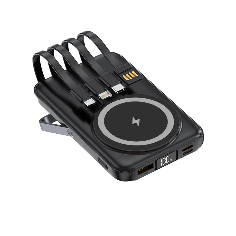 Magnetic Suction Wireless Charger 200000mAh Fast Charge Powerbank Built-in Stand Portable External Battery For Smartphone