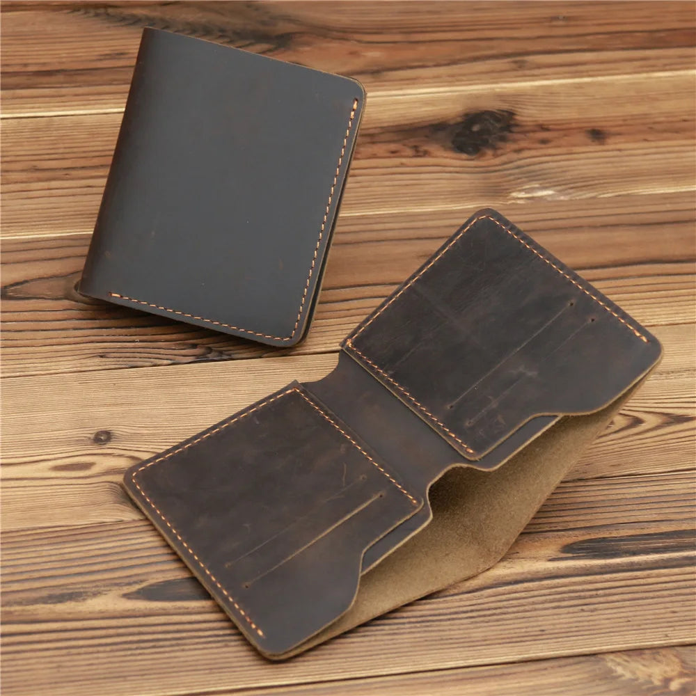 Top Genuine Leather Men's Wallet Retro Driving Licence Wallets for Men Durable Leather Portfel Male Cartera Hombre Purse for Men