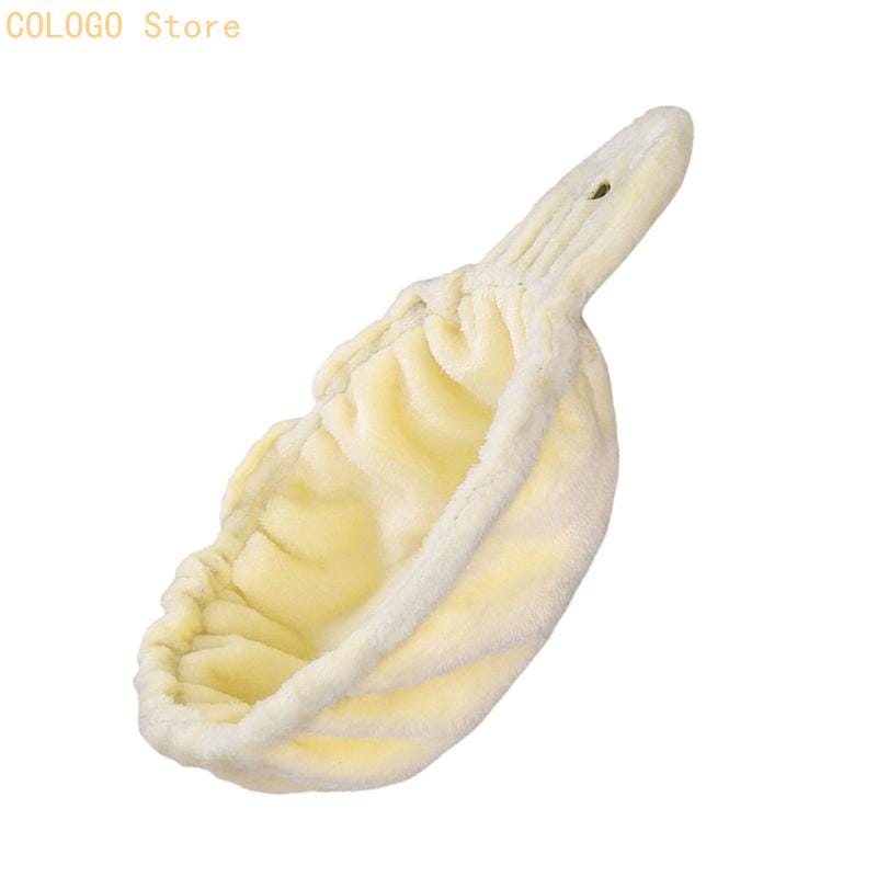 hamaca de felpa con forma de concha para reemplazo de árbol para gatos, color crema, hecha de material suave y texturizado, con un orificio pequeño para colgar, ideal para una zona de descanso desgastada.