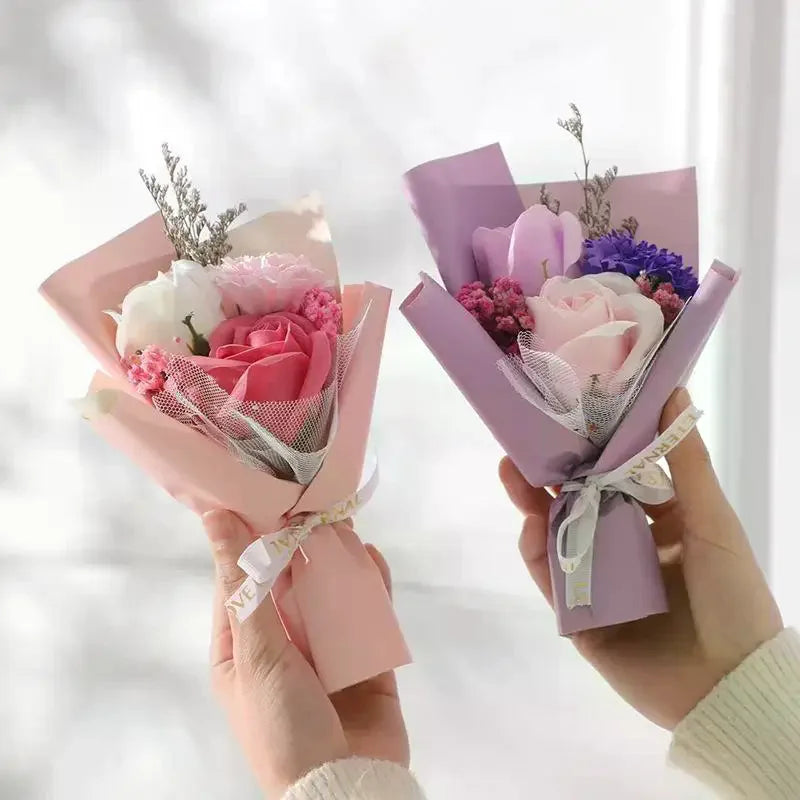 Valentine's Day Gift Decoration Rose Artificial Flowers Bouquet Fake Flower For Girlfriend Gift Mother's Day Decor Flower