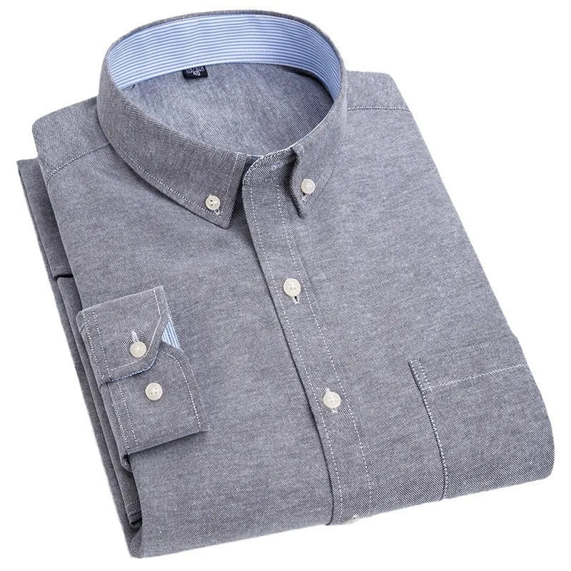 Men's Long Sleeve Shirt Non-Ironing Oxford Spinning Spring Summer Autumn Slim Casual Comfortable All Fashion Fast Color Shirt