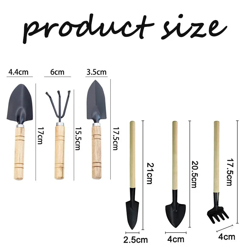 3pc/1Set Mini Gardening Tool Set Digging and Weeding Garden Tools Flower and Plant Bucket Tools Shovel and Rake with Handle