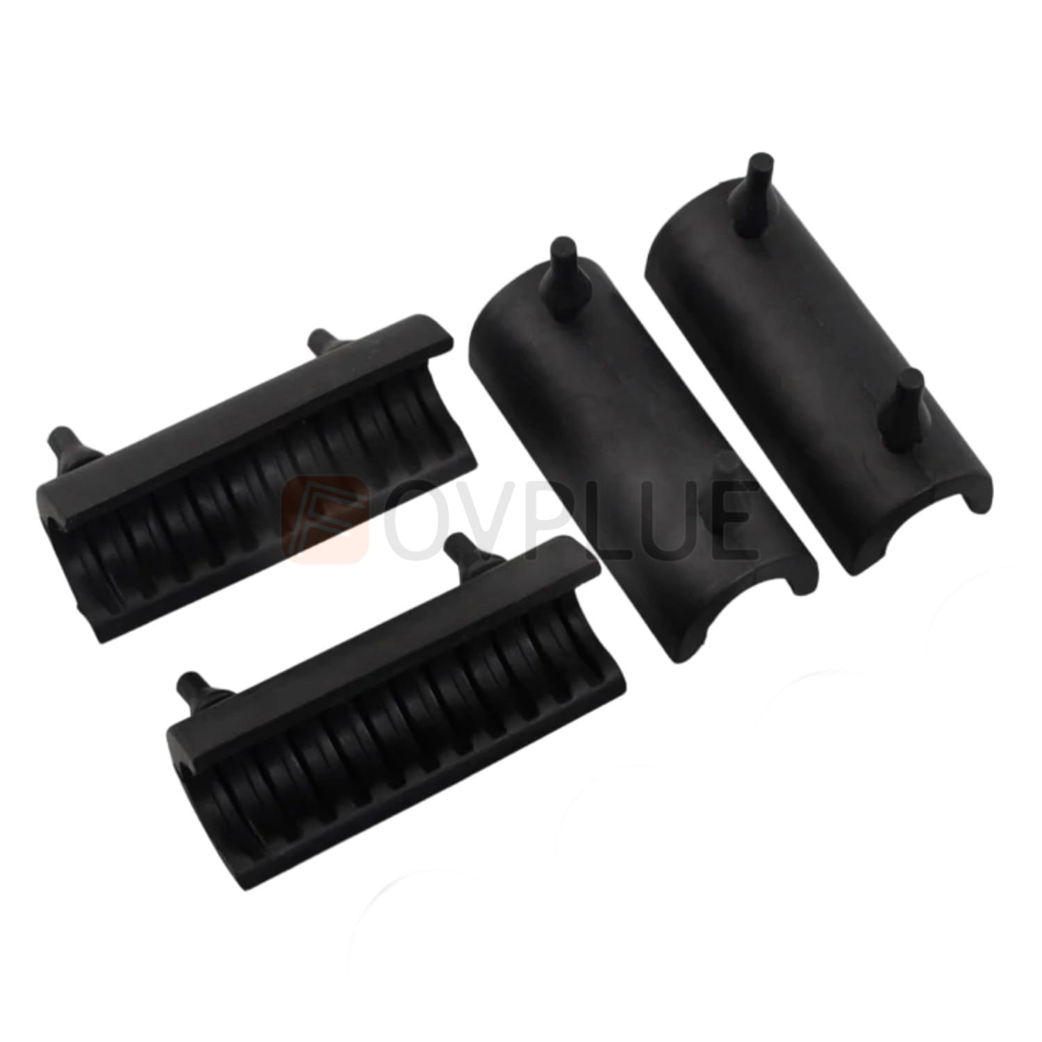 Black plastic Harley touring saddlebag support grommet kit connectors with matte finish and integrated pin design for 1993 up models.