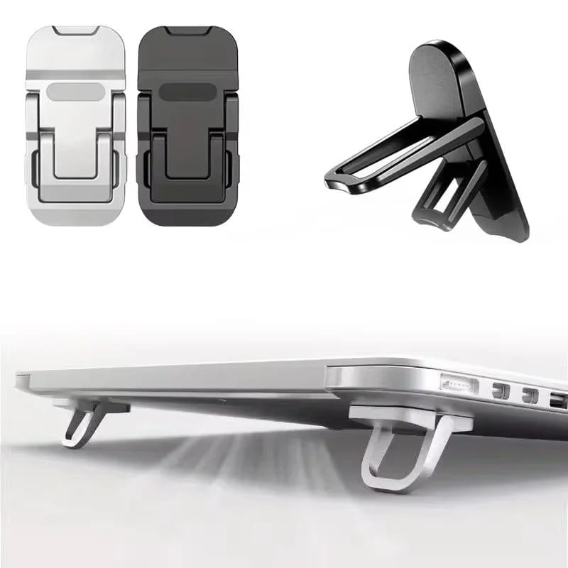 調整可能なクリップ式のポータブルノートパソコン用フットレスト支柱ベースを備えたシルバー&ブラックの磁気ノートパソコンスタンド
