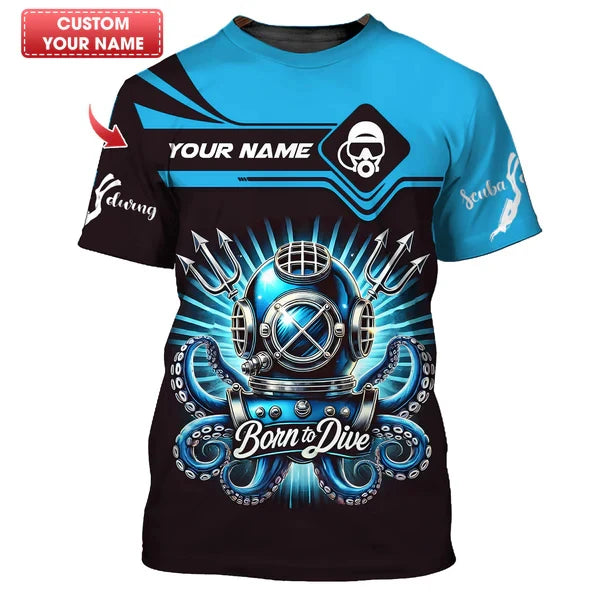 Men T Shirt Fashion T Shirt Summer Clothing Personalized Name Diving 3d Print Tops Casual Sports Oversized Tshirts Team Uniforms