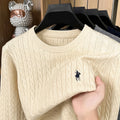 2026 New Men's Long Sleeved Knitted Sweater, Round Neck Jacquard Embroidered Pullover, Casual and Fashionable Men's Clothing Top
