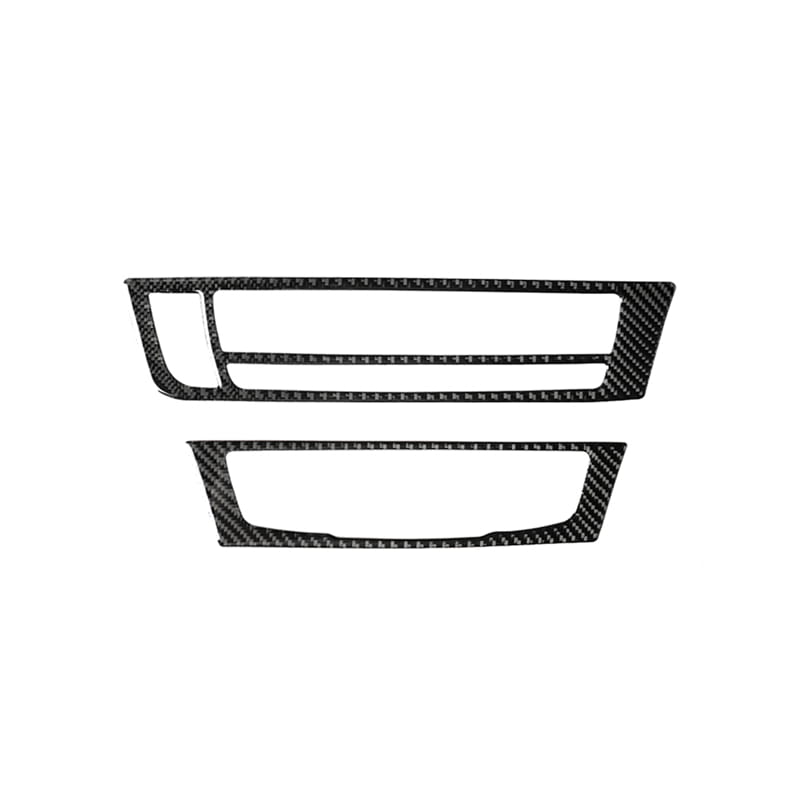 Schwarze Carbonfaser-Einlegeleisten für das Armaturenbrett mit einem strukturierten Webmuster für den Aufkleber einer AC-Platte aus Carbonfaser für Audi A6 A7, 2012 bis 2018.
