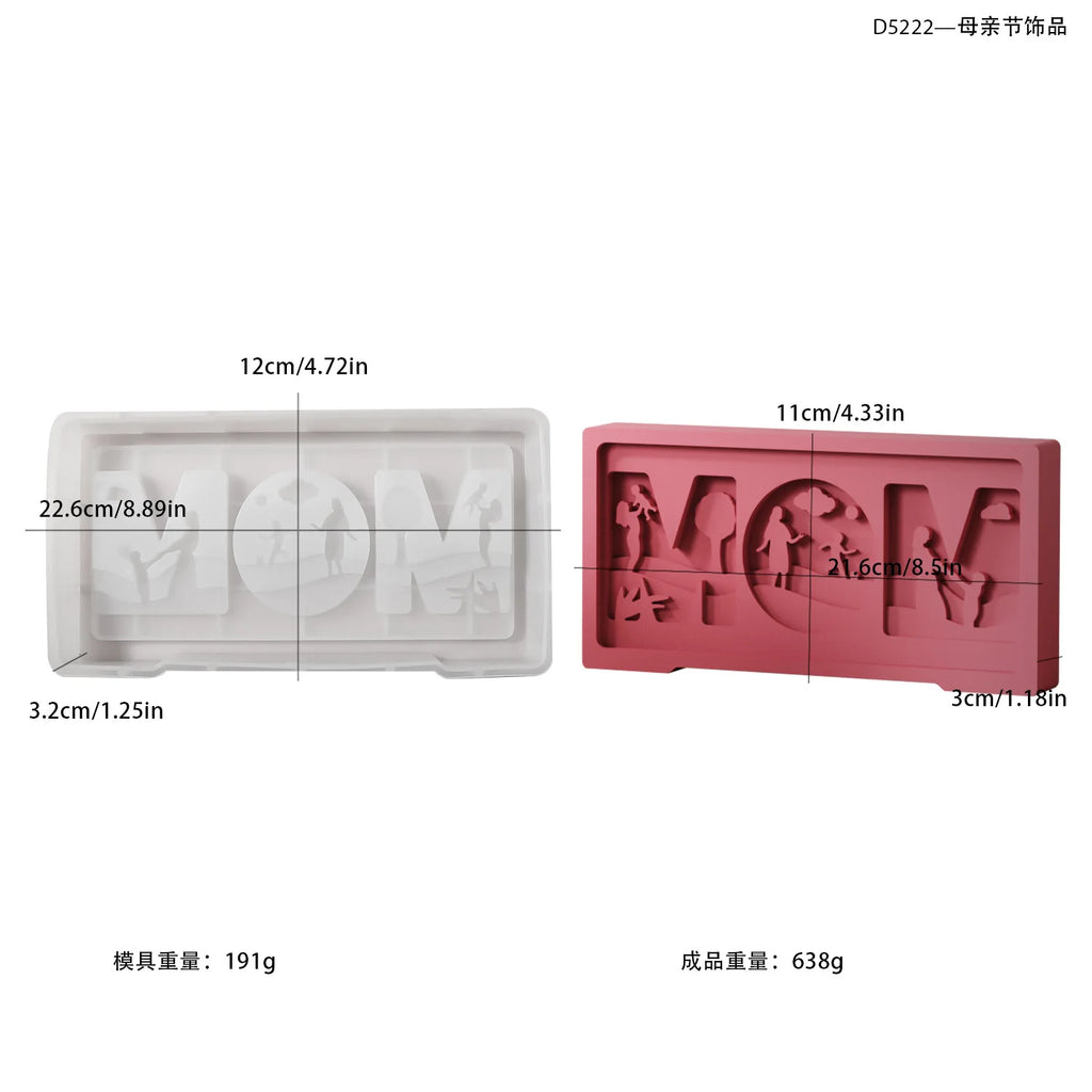 Mother's Day MOM Letters Relief Making Mold Mother and Child Background Plaster Ornament Diy Drip Moulds