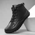 Men Wide Toe Barefoot Hiking Boots Mid‑Top Leather Minimalist Shoes Flexible Zero‑Drop Non‑Slip Outdoor Trail Walking Footwear