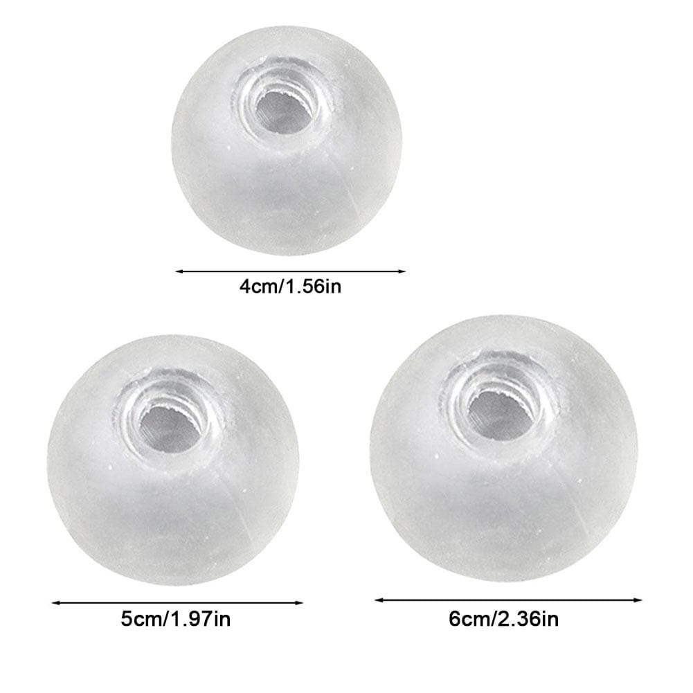 Embouts d’écouteurs en silicone translucide, transparents, en trois tailles (4 cm, 5 cm et 6 cm), conçus pour un jouet antistress sensoriel fait main en forme de balle molle.