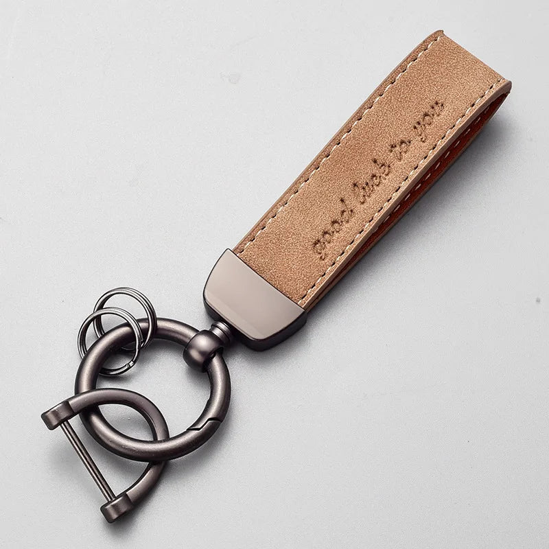New Car Key Chain Luxury Genuine Leather Keychain Pure Color Buckle Car Key Ring Car Accessories Gift Car Keychain car keychain