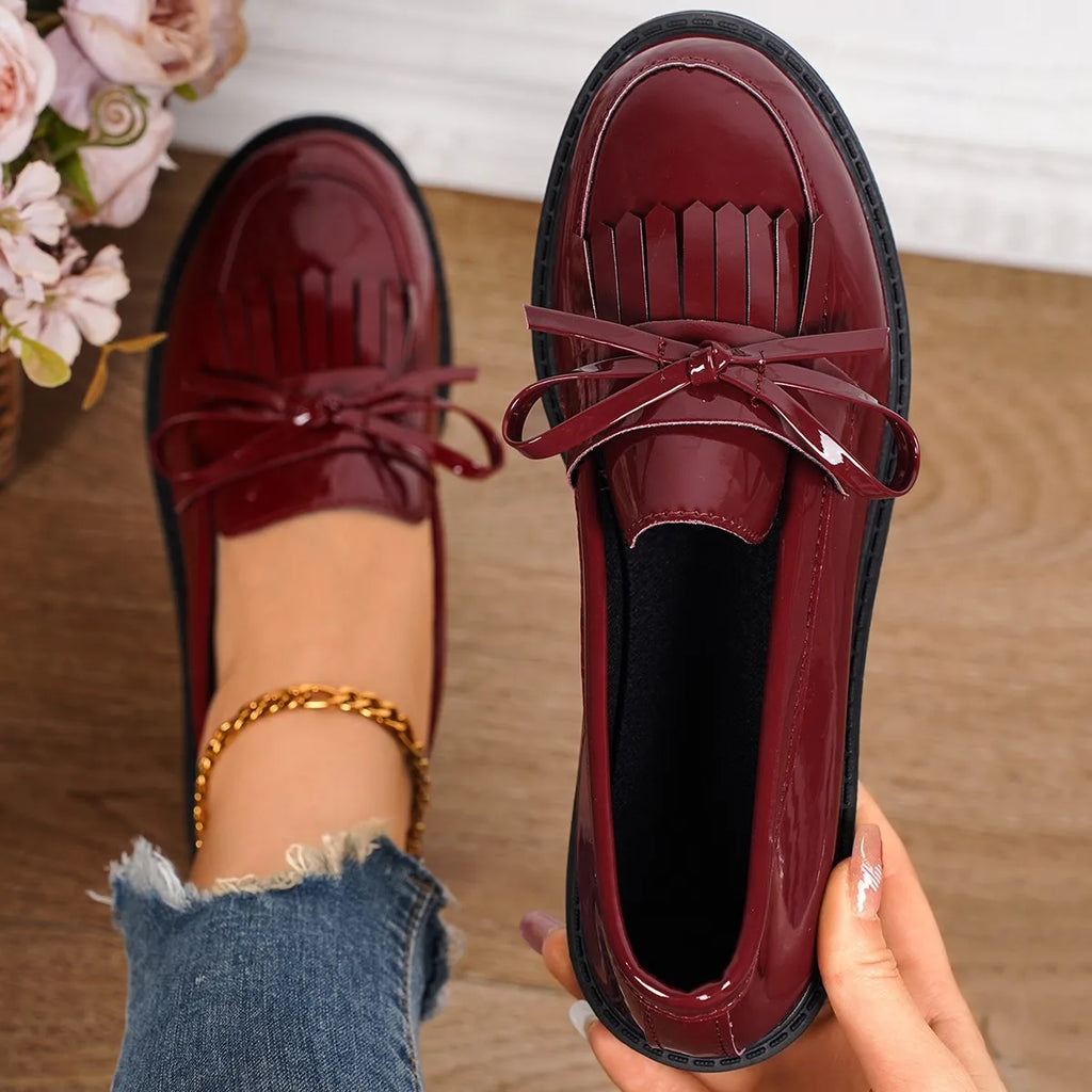 2026 Loafers for Women Platform PU Leather Casual Shoes Woman Spring New Comfort Tassel Slip on Flats Single-shoe