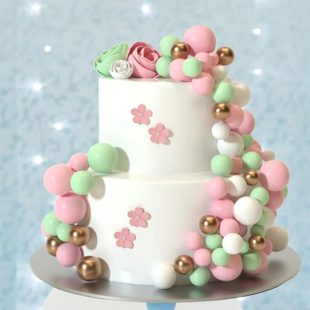 20Pcs Happy Birthday Ball Cake Gold And Silver Foam Ball Wedding Party Birthday Cake Anniversary Decor DIY Party Home Decoration