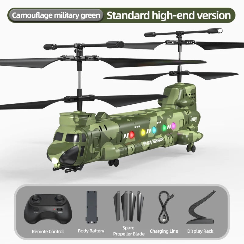 2025 LM19-D Chinook Helicopter 2.4g Remote Control Aircraft Hd Aerial Photography Of Children'S Military Toy Model Xmas Gift Toy