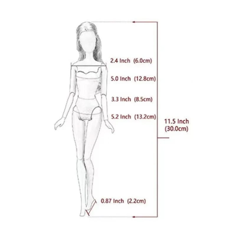 長い髪のバービー人形が、体にフィットしたボディスを着用しており、64ピースのドール服およびアクセサリーセットに含まれています。