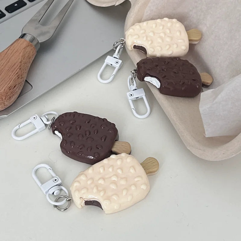 New Chocolate Biscuit Key Chain Cute Cartoon Food Play Bag Pendant Lovers Boudoir Gift Bag Wrapped Car Key Accessories Hanging