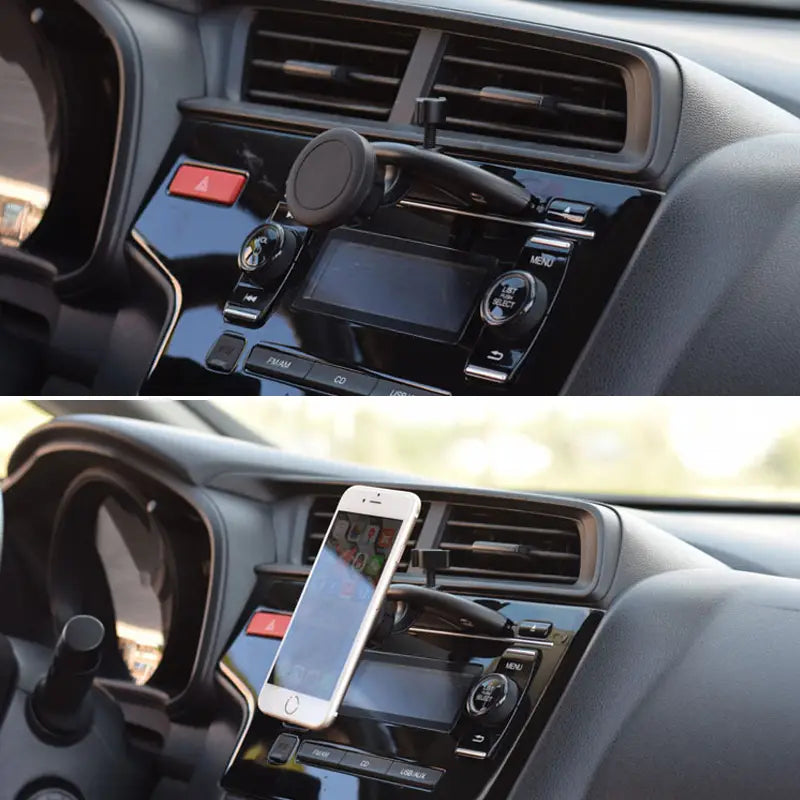 black magnetic cd slot car phone mount with adjustable arm for gps and iphone use with mini design for dashboard installation
