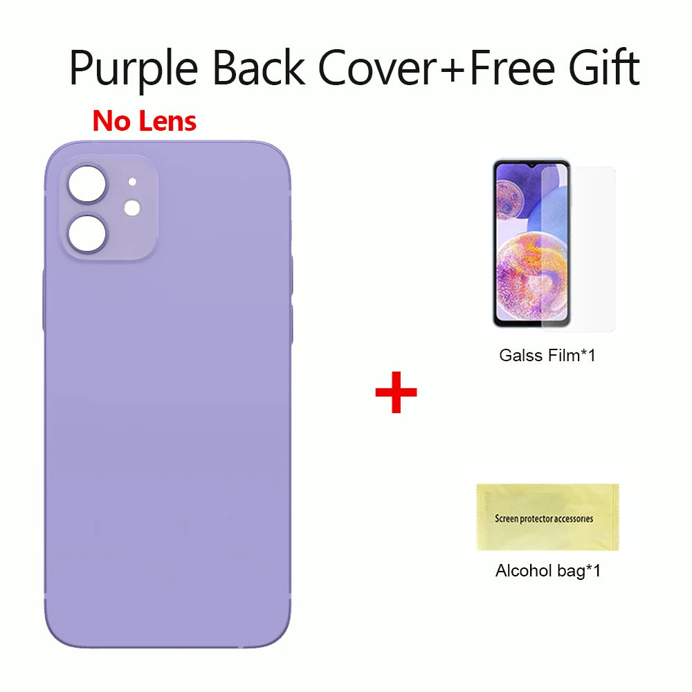 New Back Cover for iPhone 12 Battery Cover Door Housing Replacement Part, for No Lens Bettery Back Cover Case