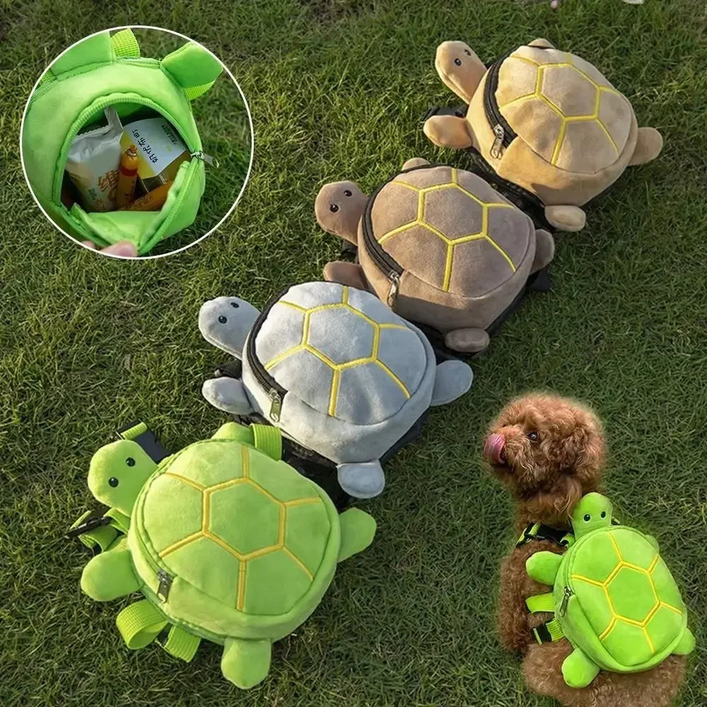 Travel Pack Soft Turtle Shape Dog Backpack Portable Adjustable Dog Snack Bag Large Capacity Cartoon Pet Carrier Bag Outdoor