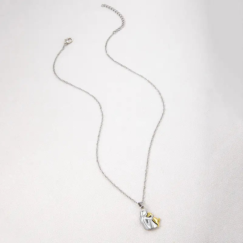 Collar de perro bicolor plata y oro, bonito, que presenta colgantes de cachorro para niña en una cadena delicada hecha de metal para collares de colgantes de cachorro.