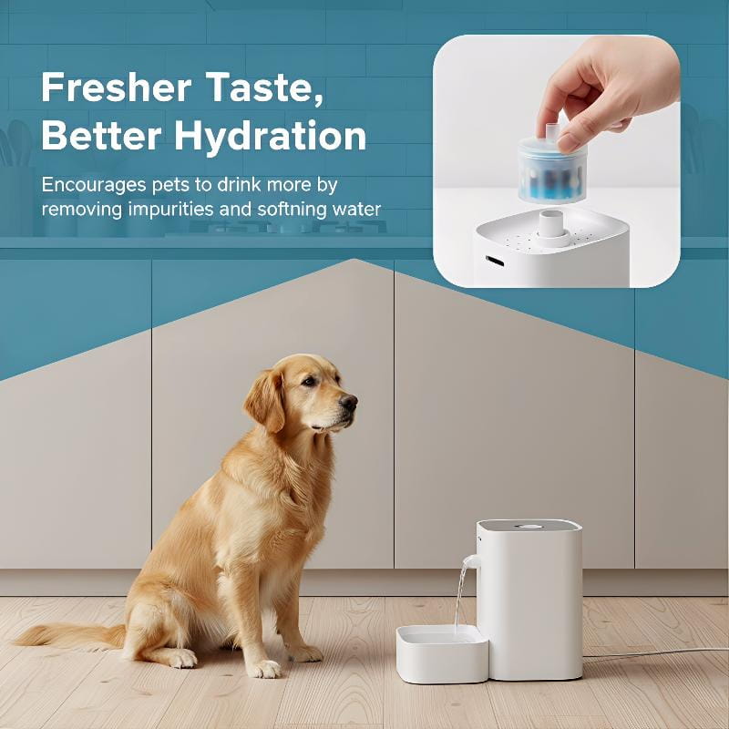 white pet water fountain with sleek modern design and small basin for easy drinking water in cat water fountain filters replacement 5 pack
