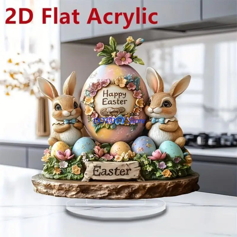 367A Easters Eggs Rabbit Statue Shelf Decors Accent,Easters Decors Figurines for Home