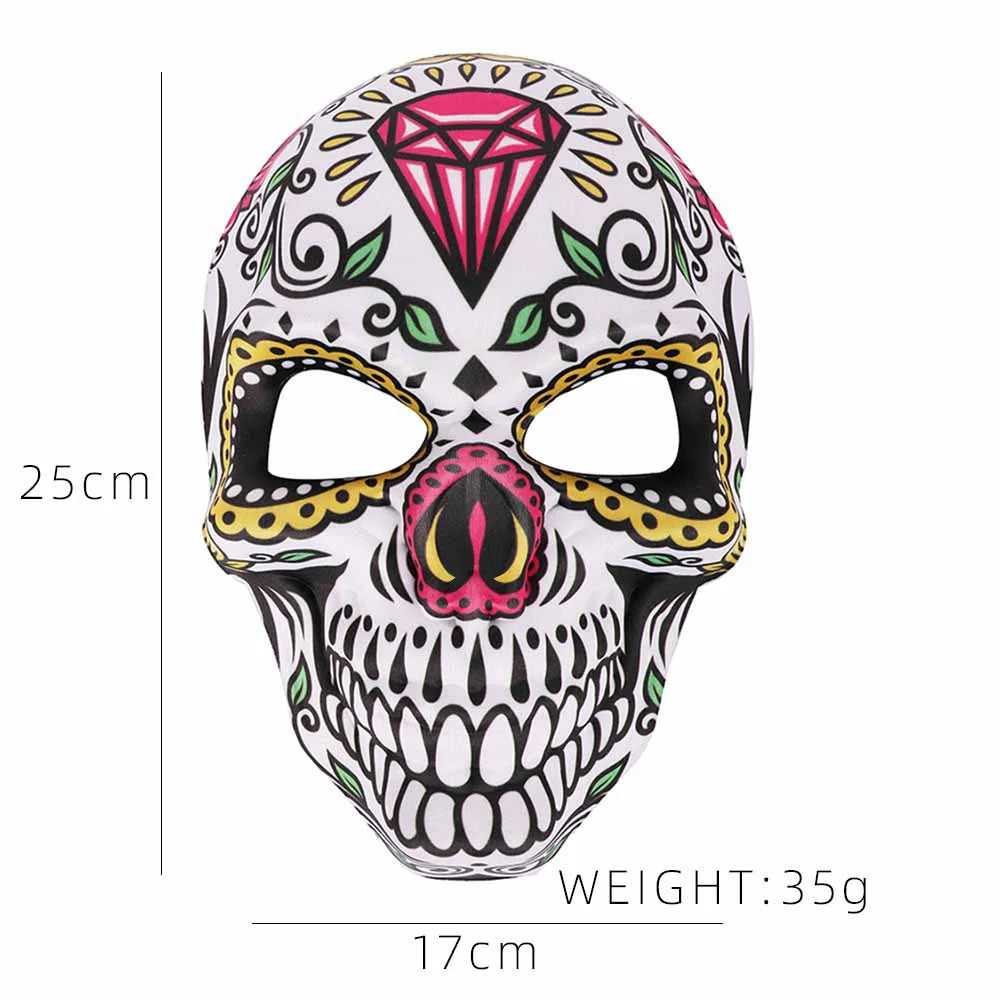 Halloween Day of the Dead Sugar Skull Mask Cosplay Party Carnival Dance Prop Adult Costume Decoration Festival Accessory