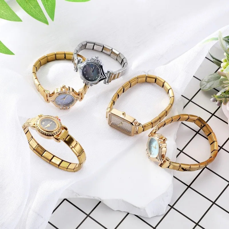 2025 Women Watches Small Round Watch Golden Luxury Wristwatches Ladies Fashion Gold Bracelet Watch Female Elegant Clock Women