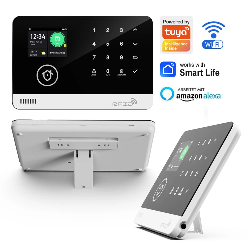 WiFi GSM Home Security Alarm System Work With Tuya Smart Life APP Touch Keyboard RFID Wireless Door Motion Water Sensor Alarm