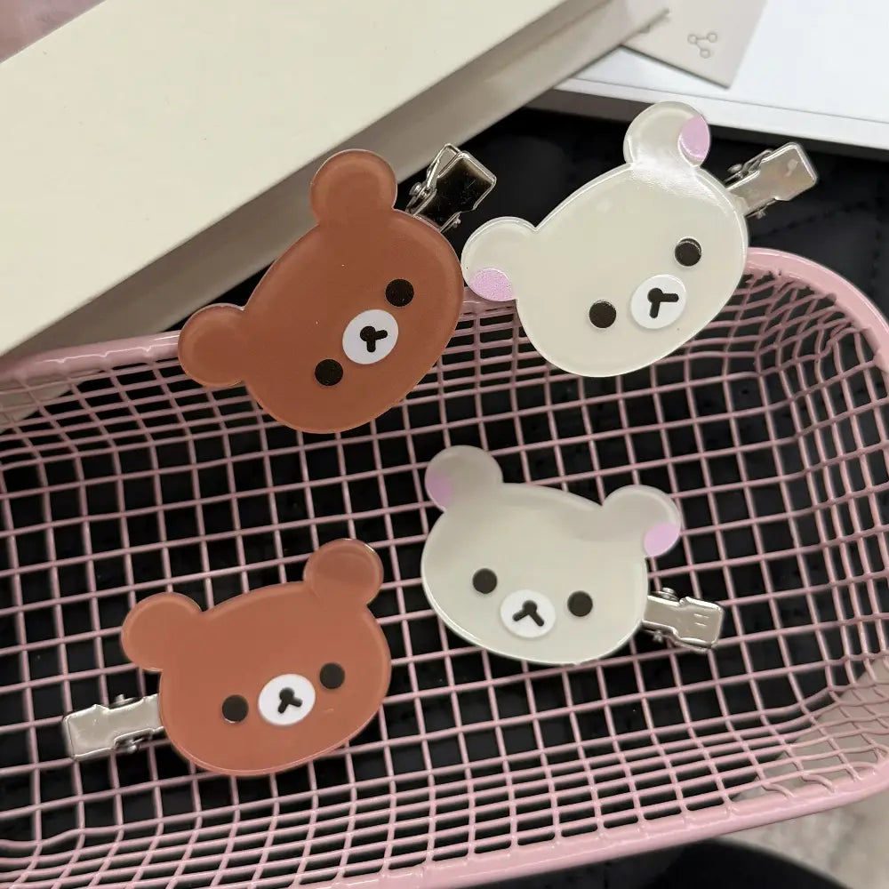 Rilakkuma Korilakkuma Hair Clips Anime Bear Head Cute Hair Pins and Clips Headwear Kawaii Hair Accessories for Women Girls