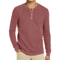 2026 Men's Long Sleeve Waffle T-shirts Fashion O-neck Bottoming Shirts Male Solid Button Casual Tops Soft Versatile Men's Shirts