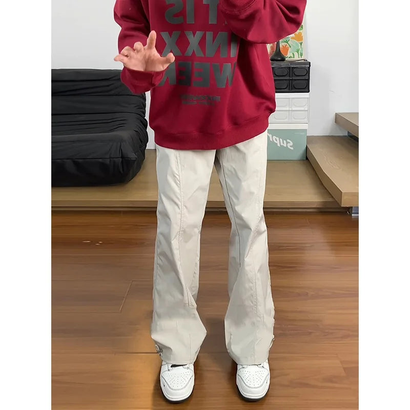 American Casual Pants for Men in Autumn Winter Plus Velvet Logging Straight Pants Loose Versatile Pants