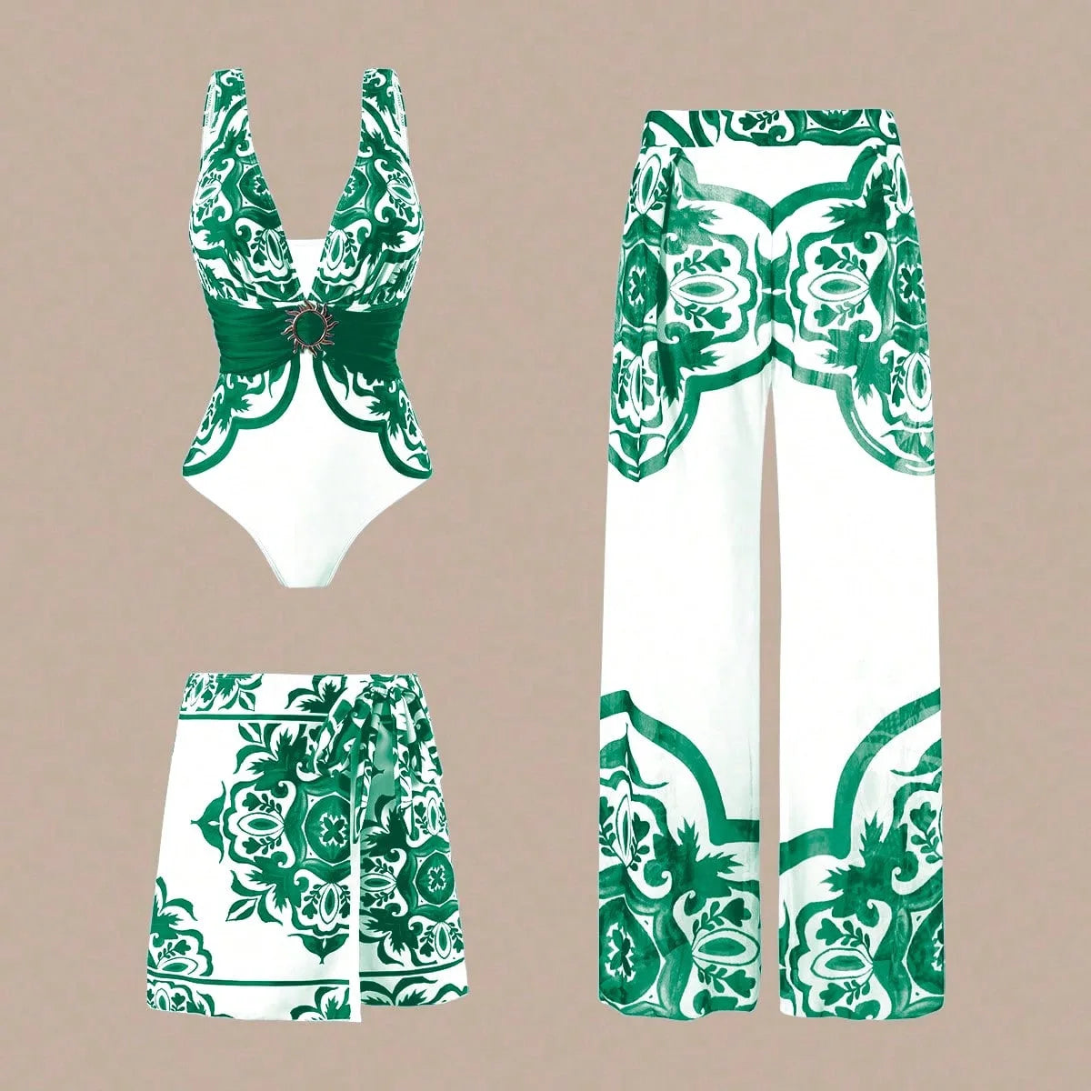 Bathing Suit Women Fashion Trend Sexy Swimwear Three-piece Jumpsuit Pants Set European And American Swimsuits