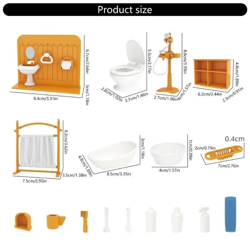 U13F Miniature Furniture Set for 1/12 Dollhouses Dining Room Kitchen Bathroom Living Room with Accessories for Scene Decors