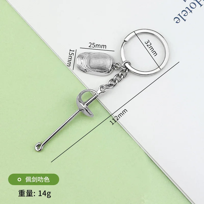 Fencing Keychains Sports Keychain for Key Swords Jewelry for Man