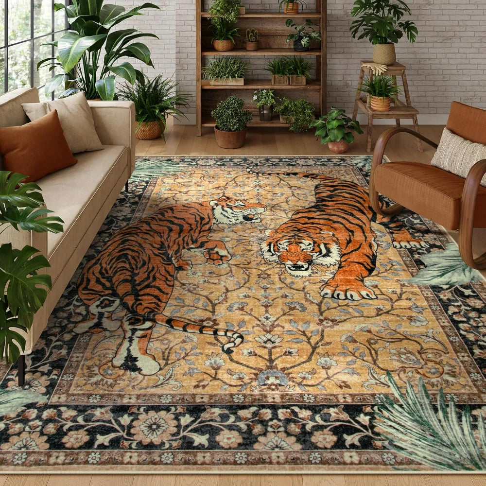 Rug for Living Room Carpet Jungle Tiger Home Decor Large Area Bedroom Floor Mat Machine Washable Coffee Table Kitchen Rugs
