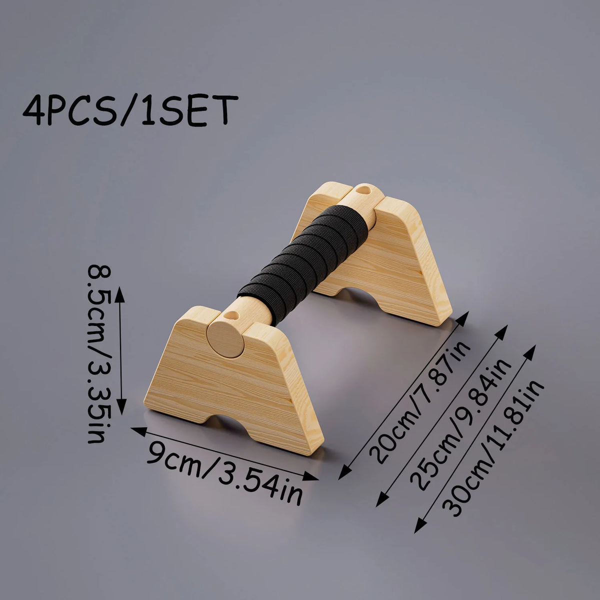 2PCS Wooden Parallettes Bars + 2PCS Accessories Set, Calisthenics Handstand Training Equipment, Push Up Stands